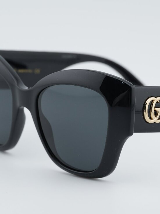 Gucci GG0808S 001 Sunglasses Black Butterfly Frame, Grey Lenses main image 5
